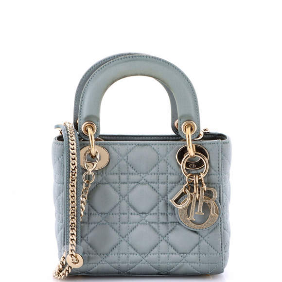 Christian Dior Handbags - Christian Dior Mini Lady Dior Bag Cannage Quilt Satin with Crystal Charms